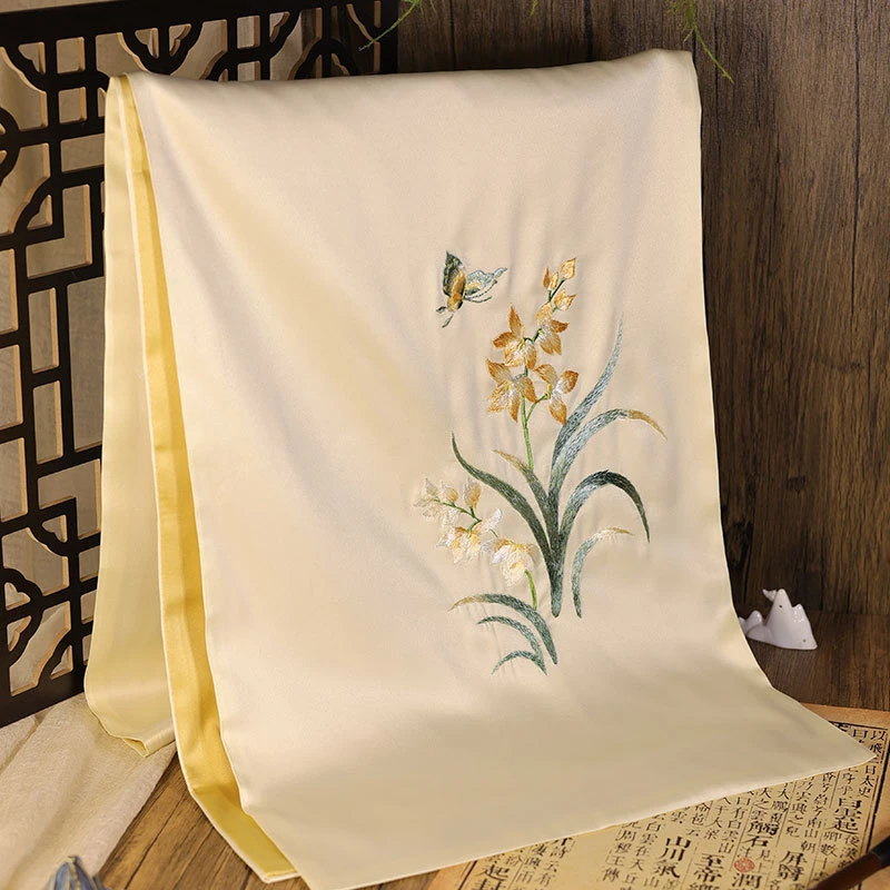 Hand Embroidered Silk Scarf