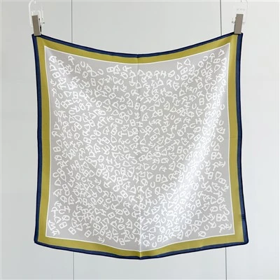 Letter Print Silk Crepe De Chine Square Scarf