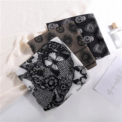 Skull Print Square Scarf
